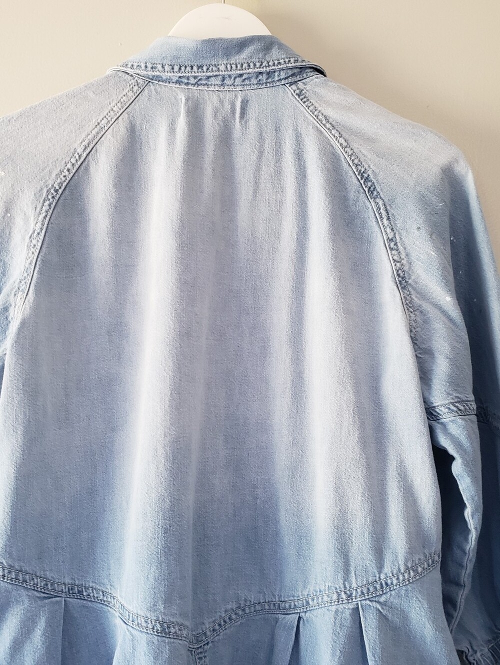 We The Free The Hannah Light Wash Denim Button Front Mini Shirtdress Women Small - Picture 8 of 14